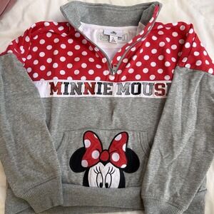 EUC‎ Disneyland Minnie Mouse Sweatshirt Pullover Girls Quarter Zip Size Large